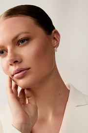 Nelda Crystal and Pearl Earrings Silver