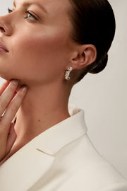 Lita Crystal and Pearl Earrings Silver