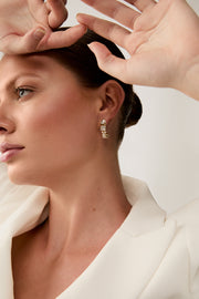 Lita Crystal and Pearl Earrings Gold