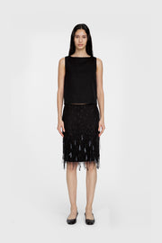 Scatter Tassel Beaded Knee Length Skirt