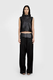 Leather Funnel Neck Top