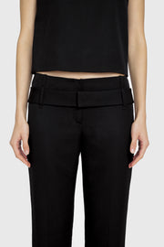 Belted Mid-Rise Wool Trouser