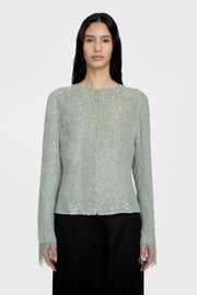 Collarless Beaded Jacket