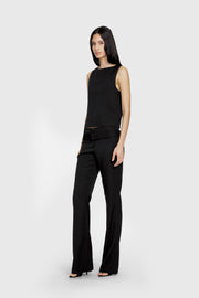 Belted Mid-Rise Wool Trouser