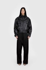 Leather Funnel Moto Jacket