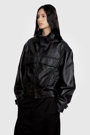 Leather Funnel Moto Jacket