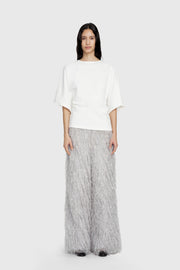 Mid-Rise Textured Pants